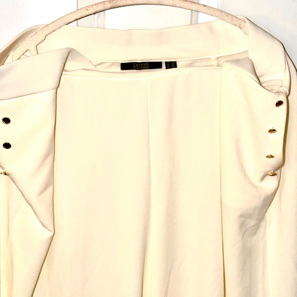 Dennis Basso Cream Wide Leg Jumpsuit with Gold Accents